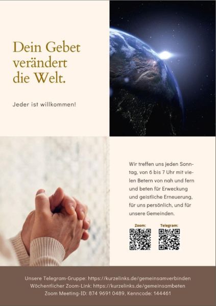 Gebetsraum in Zoom: 874 9691 0489 - 144 461